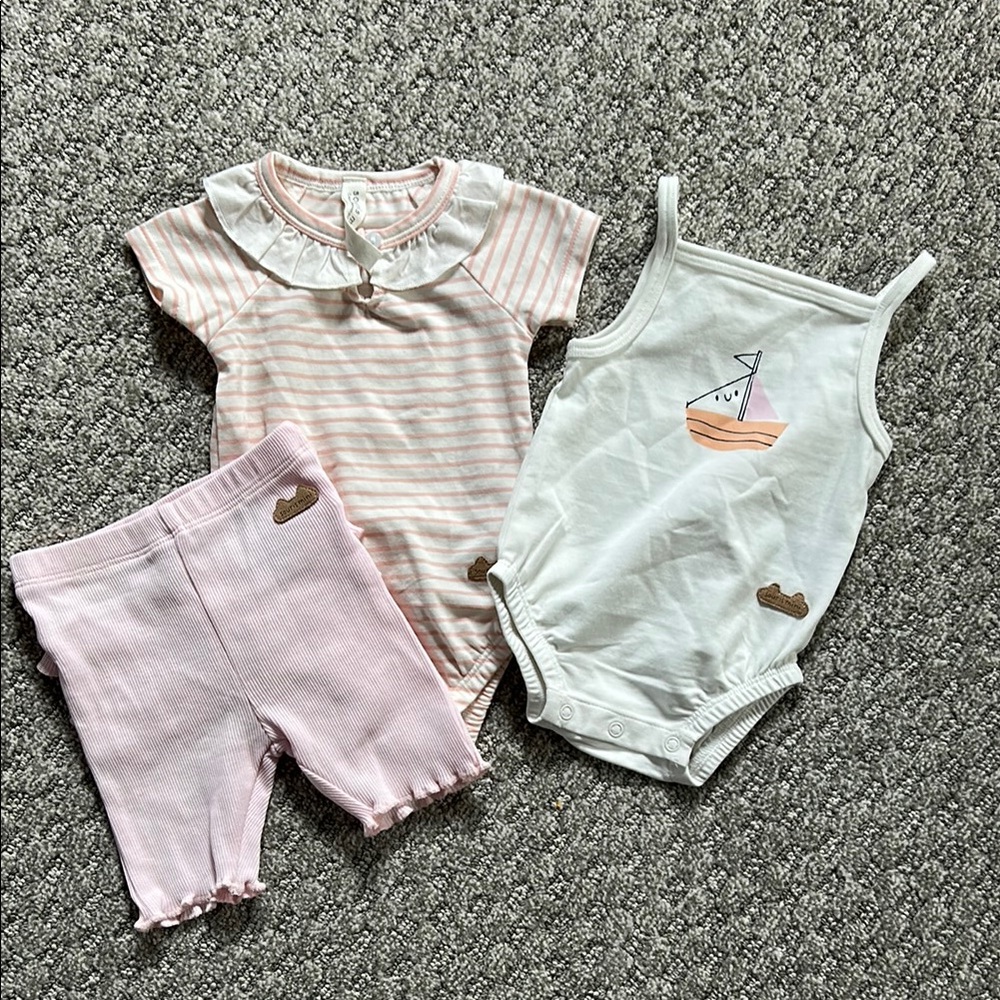Pink and White Baby Outfit Set